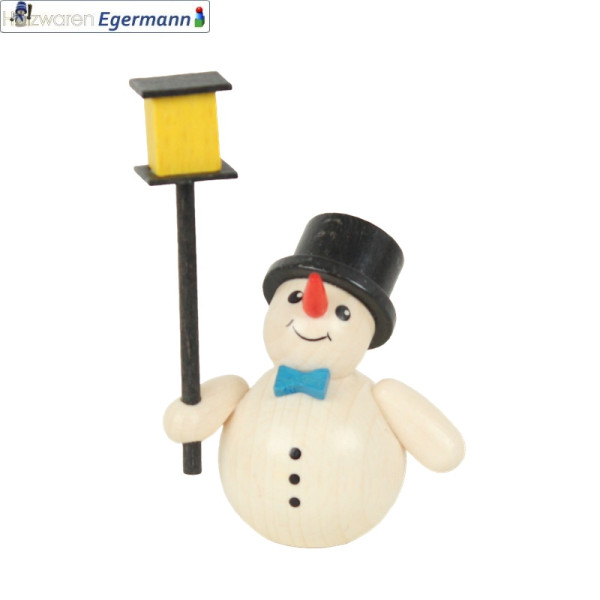 Schneemann mit Laterne und Zylinder, ca. 7,5 cm Holzwaren Egermann - Made in Germany -