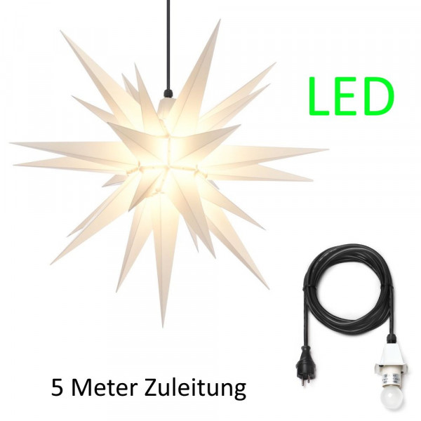 Herrnhuter Adventsstern Außenstern 68 cm weiß mit Anschlußkabel 5 m und LED