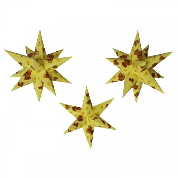 Marienberger Sterne (Papierstern) Gelb mit Teddy