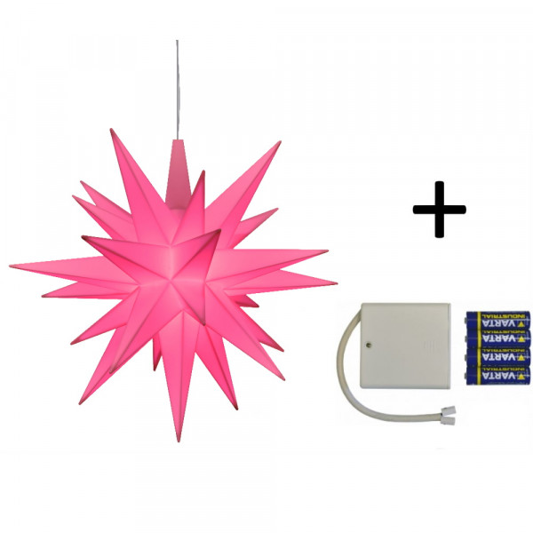 Herrnhuter Adventsstern Komplettset 1 Stück A1E mit Netzteil Farbe rosa mit Batteriehalter