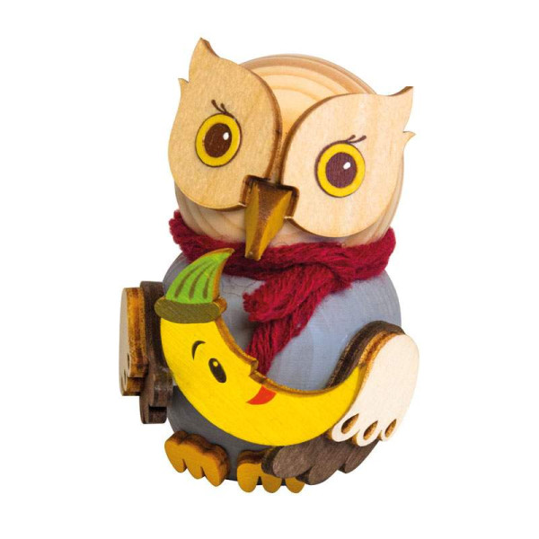 Kuhnert Holzfigur Minieule mit Mond , Höhe ca. 7 cm