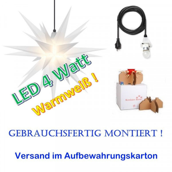 Herrnhuter Adventsstern Außenstern 68 cm Opal mit LED + 5m Zuleitung gebrauchsfertig montiert im Aufbewahrungskarton