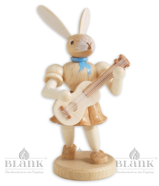 Osterhase mit Gitarre natur 7,5cm Höhe