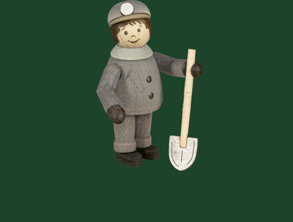 Figur Bergarbeiter mit Schaufel, ca. 4,5 cm Tietze Erzgebirge