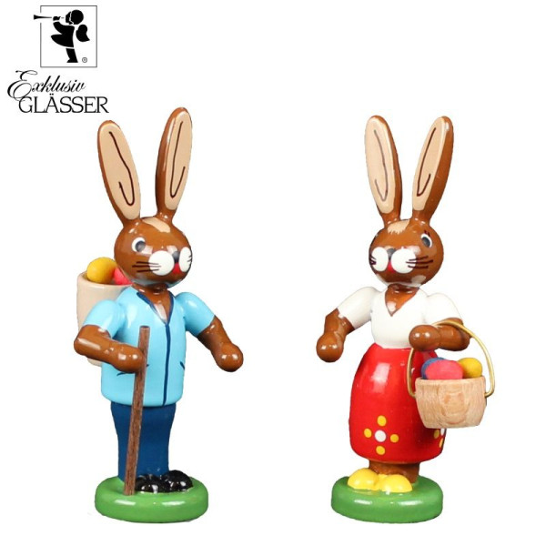 Hasenpärchen, 8 cm Richard Glässer Seiffen - Made in Germany