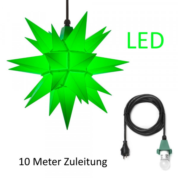 Herrnhuter Adventsstern Außenstern 40 cm grün mit Anschlußkabel 10 m und LED