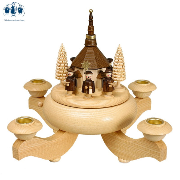 Adventsleuchter mit Spieldose Seiffener Kirche und Kurrende Volkskunstwerkstatt Unger