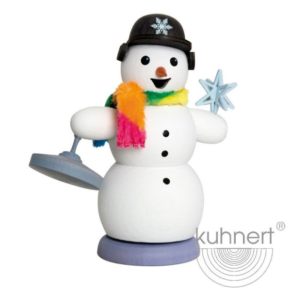 Räucherfigur Schneemann mit Eisstock Höhe ca. 13 cm, Artikel 35029