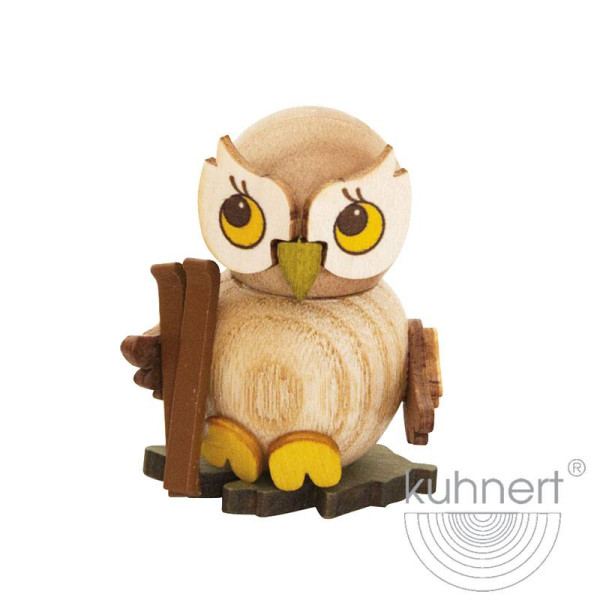 Kuhnert Holzfigur Eulenkind mit Ski Kuhnert Artikel 37407, Höhe ca. 4 cm