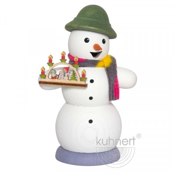 Räucherfigur Schneemann mit Schwibbogen Höhe ca. 13 cm, Artikel 35027