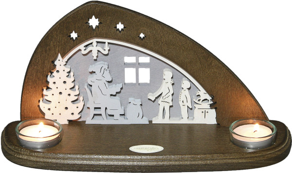 Weigla Teelichthalter Bescherung 29x14,5x11 cm Qualität aus dem Erzgebirge - Made in Germany