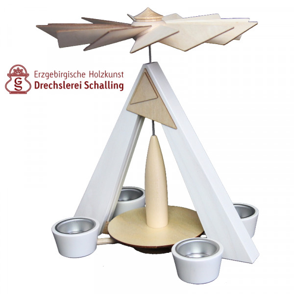 Teelichtpyramide weiß, Leerpyramide zum Selbstbestücken