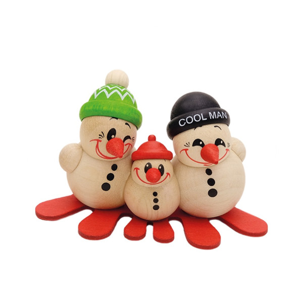 Cool Man Family auf Ski - Sammelfigur ca. 5 cm by Karsten Braune - Echt Erzgebirge