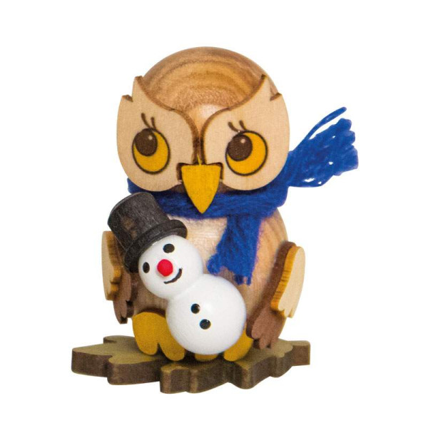 Kuhnert Holzfigur Eulenkind mit Schneemann zum Stellen Kuhnert Artikel 37426, Höhe ca. 4 cm