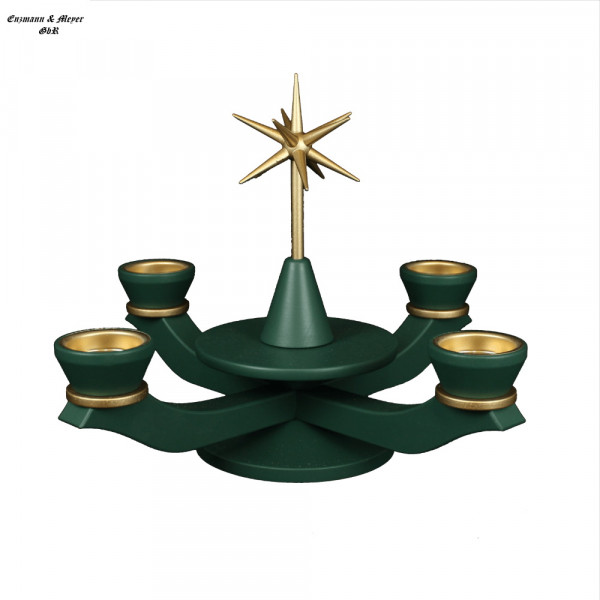 Adventsleuchter groß grün für Kerzen mit Stern Enzmann und Meyer Drechselwerkstätten Olbernhau