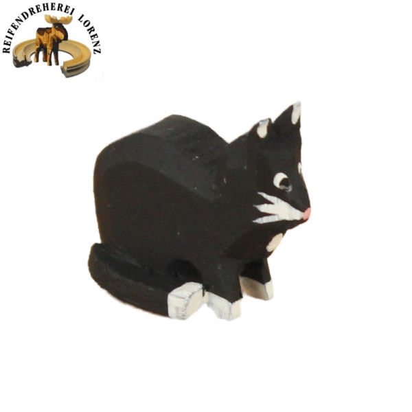 Reifentier Katze klein sitzend, schwarz Reifendreherei Lorenz Deutschneudorf