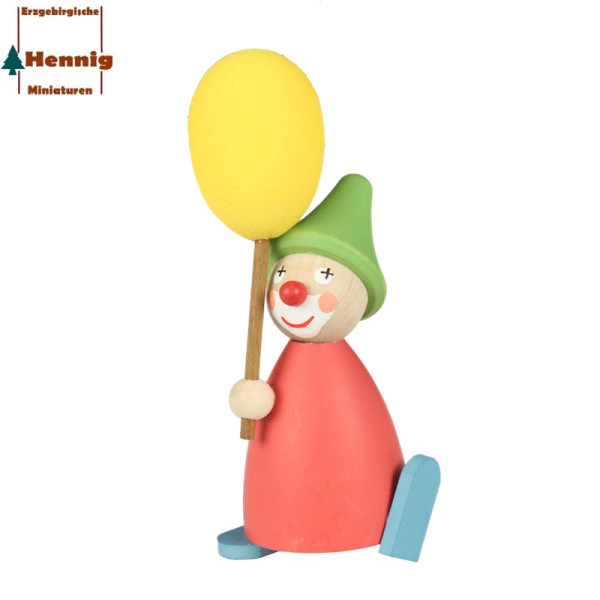 Sammelfigur Clown Charlie rot, ca. 10 cm -Hennig Figuren Deutschneudorf-