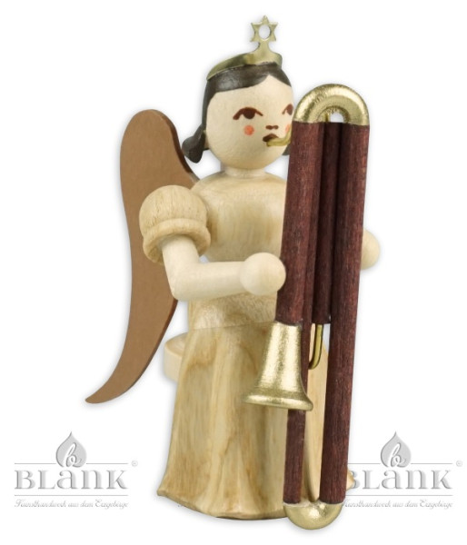 Faltenlangrockengel mit Kontrafagott natur Höhe: ca. 6cm, Blank Grünhainichen