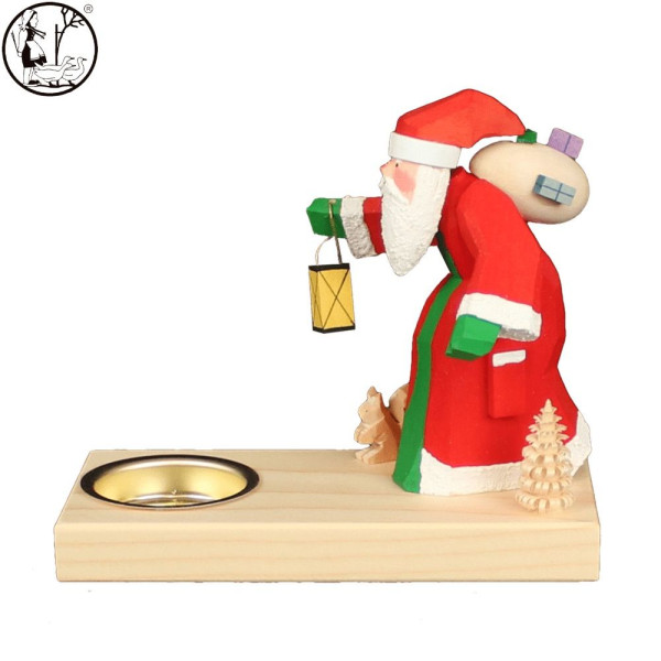 Teelicht Weihnachtsmann mit Eichhörnchen Bettina Franke Holzkunst & Schnitzen