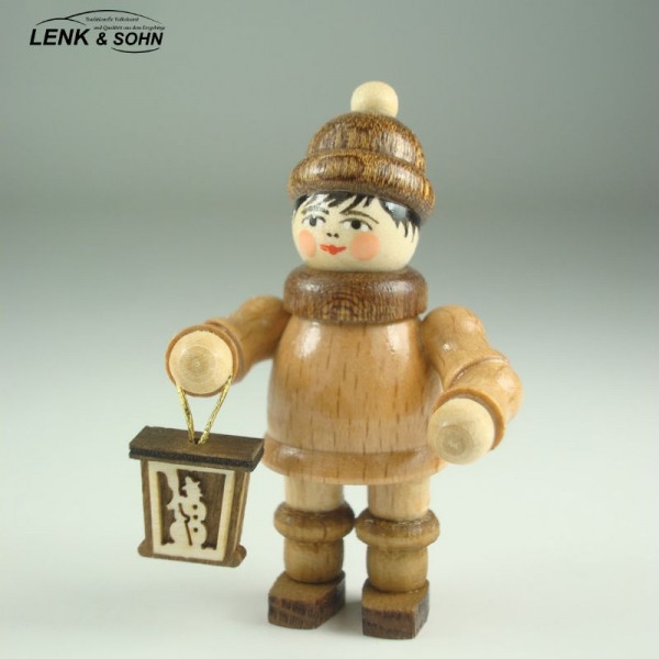 Winterkind - Junge mit Laterne, 5,5 cm, natur