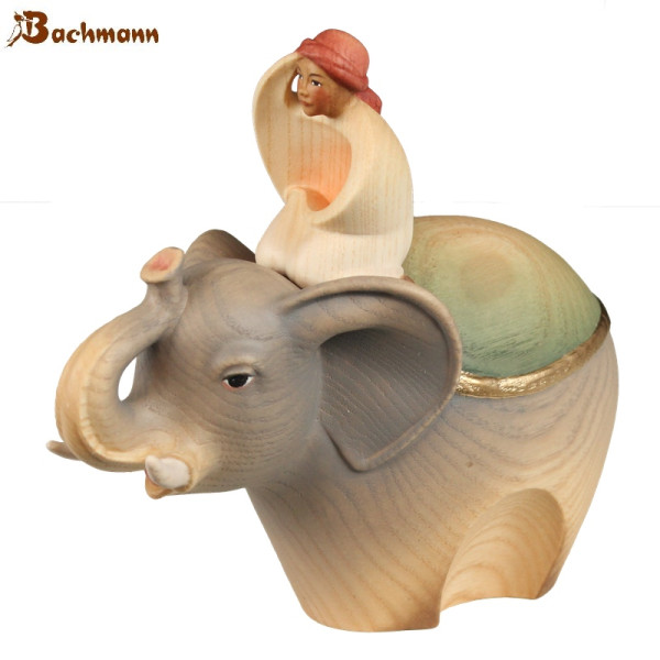 Krippenfiguren Elefant mit Elefantenführer, 12 cm* Holzschnitzerei Konrad Bachmann, Südtirol