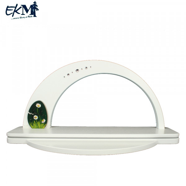 EKM LED-Lichtbogen weiß Swarovski®, Grundbrett beleuchtet & Klick weiß-weiß-Osterei grün Gänseblümch