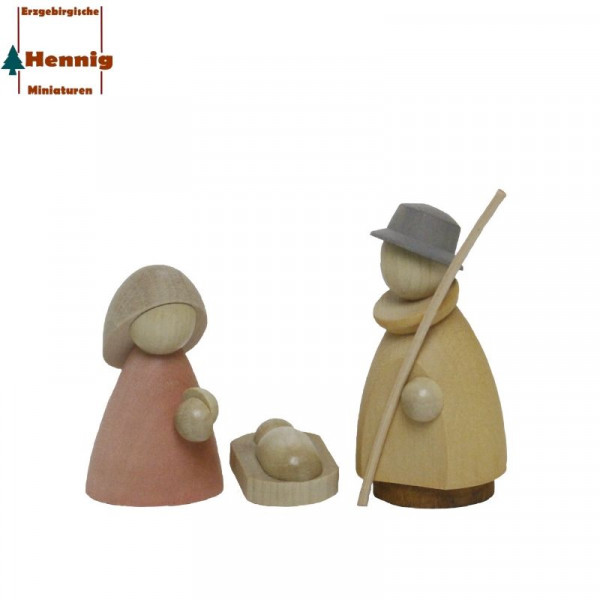 Heilige Familie modern lasiert , ca. 6 cm -Hennig Figuren Deutschneudorf- Erzgebirgische Handarbeit