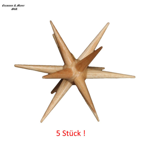 Baumbehang 5 Sterne natur, ca. 8,5 cm Enzmann und Meyer Drechselwerkstätten