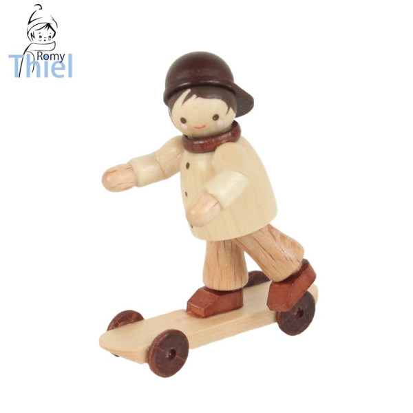 Felix mit Skatboard mini natur - Höhe ca. 3,5 - 4,8 cm* Volkskunstwerkstatt Romy Thiel