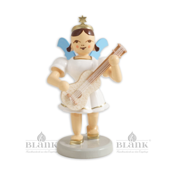 Kurzrockengel mit Gitarre farbig Höhe: ca. 7cm, Blank Grünhainichen