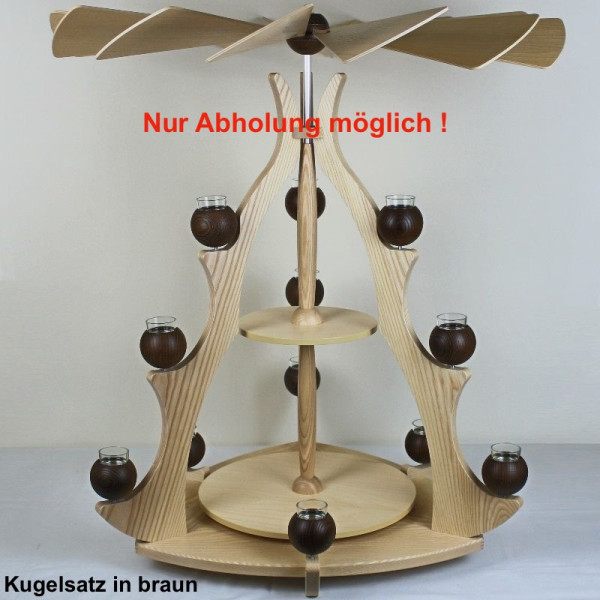 Massivholzpyramide 85 cm komplett mit Kugeln in Braun -Kuhnert Holzkunst- Artikel 24180 + Artikel 24183