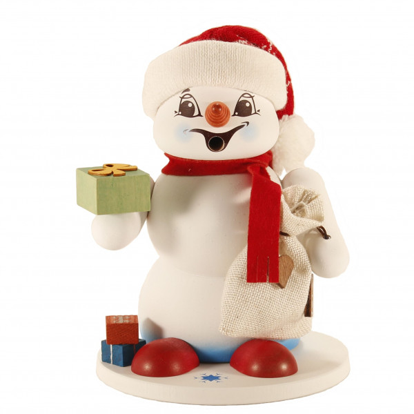 Schneemann Sigi mittel weiß als Weihnachtsmann Hergestellt im Erzgebirge by Kuhnert GmbH