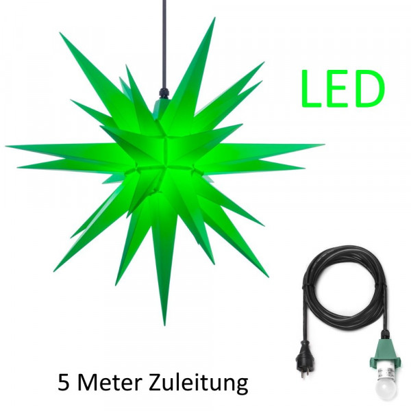 Herrnhuter Adventsstern Außenstern 68 cm grün mit Anschlußkabel 5 m und LED