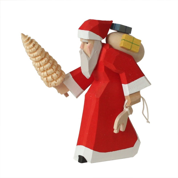 Weihnachtsmann stehend mit Baum 11 cm Bettina Franke Holzkunst & Schnitzen