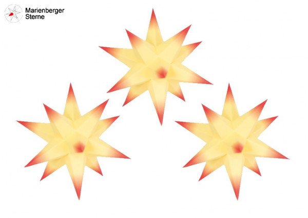 Marienberger Sterne (Papiersterne) 3er Set Gelb-Rot 3 Marienberger Sterne 16 cm ohne Beleuchungsset & Netzgerät