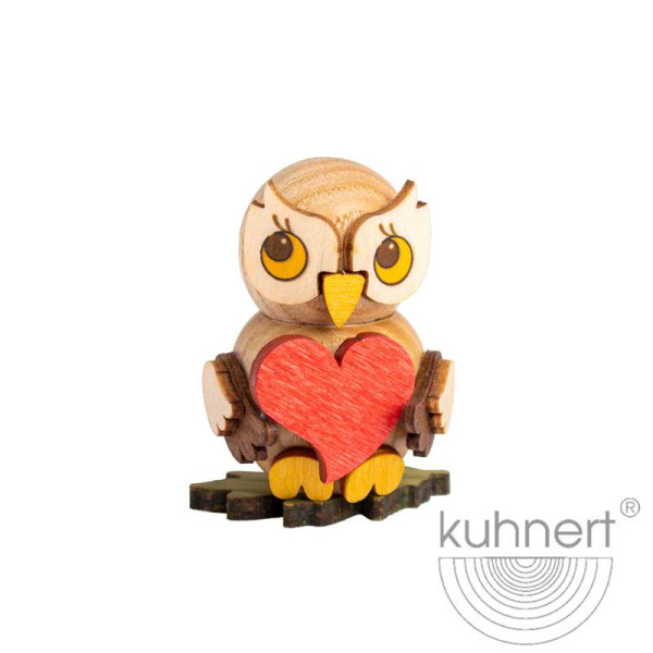 Kuhnert Holzfigur Eulenkind mit Herz Kuhnert Artikel 37413, Höhe ca. 4 cm