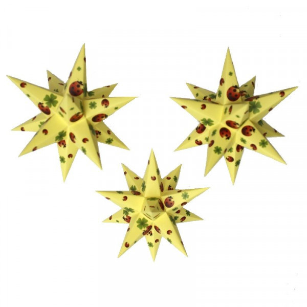 Marienberger Sterne (Papierstern) Gelb mit Marienkäfer