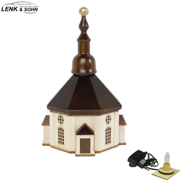 Lichterhaus Seiffener Kirche klein komplett mit Beleuchtung Lenk & Sohn - Volkskunst /Erzgebirge