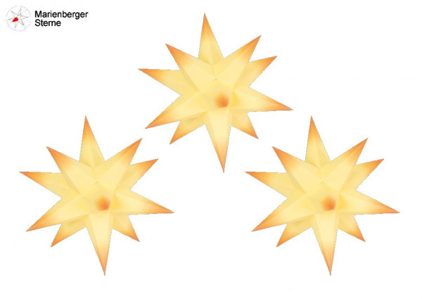 Marienberger Sterne (Papiersterne) 3er Set Gelb-Orange 3 Marienberger Sterne 16 cm ohne Beleuchungsset & Netzgerät