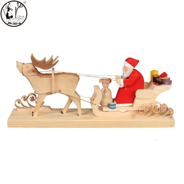 Weihnachtsmann im Hirschschlitten 11 cm Bettina Franke Holzkunst & Schnitzen