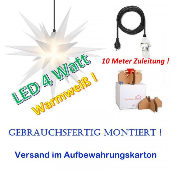 Herrnhuter Adventsstern Außenstern 68 cm Opal mit LED + 10m Zuleitung gebrauchsfertig montiert im Aufbewahrungskart.