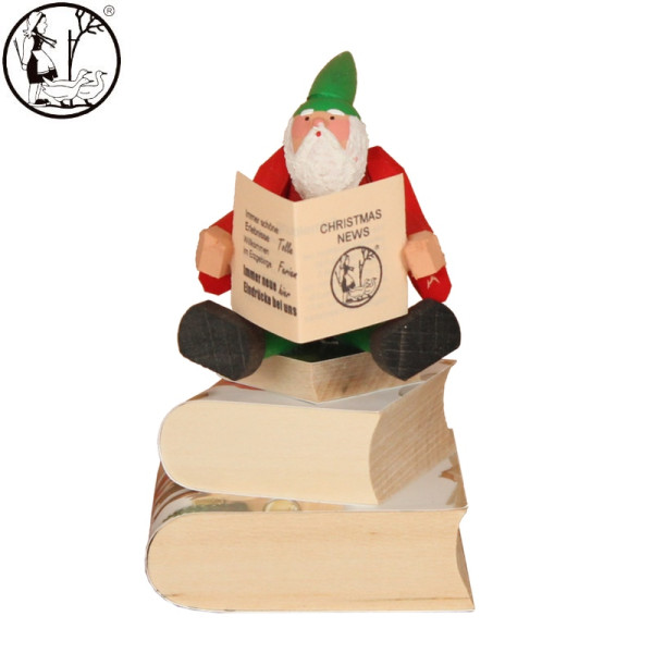 Weihnachtswichtel mit Büchern Bettina Franke Holzkunst & Schnitzen