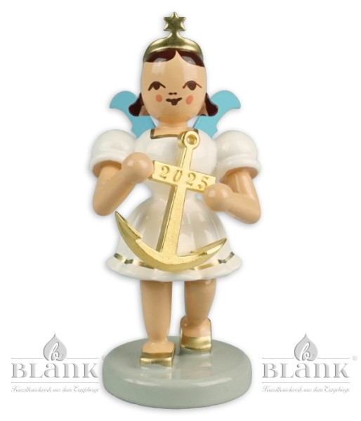 Kurzrockengel mit Anker, Jahresedition 2025, farbig Höhe: ca. 7cm, Blank Grünhainichen