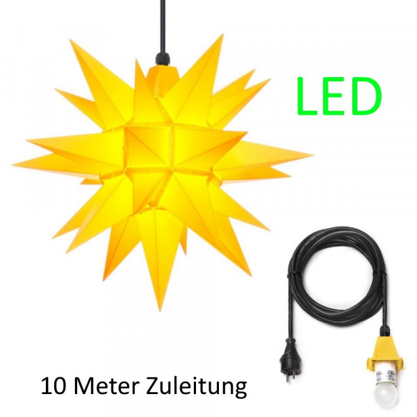 Herrnhuter Adventsstern Außenstern 40 cm gelb mit Anschlußkabel 10 m und LED