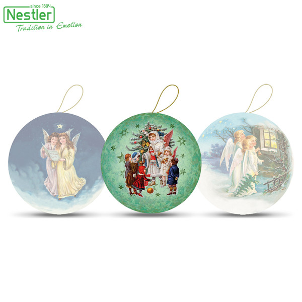 Nestler Weihnachtskugel mit Henkel - Engelchen, 10 cm Motiv "Engel mit Kindern"