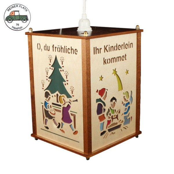 Erzgebirgische Holzlaterne "Kindermotiv" natur Reiner Flath Miniaturen Seiffen