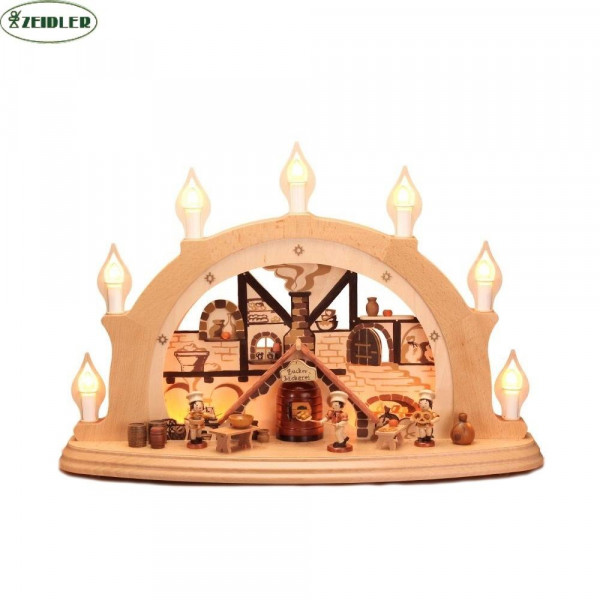 Schwibbogen "Weihnachtsbäckerei" - elektrisch, 7 Kerzen
