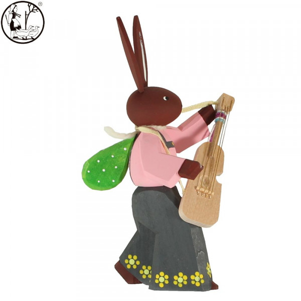 Hase mit Gitarre, bunt Bettina Franke Holzkunst & Schnitzen