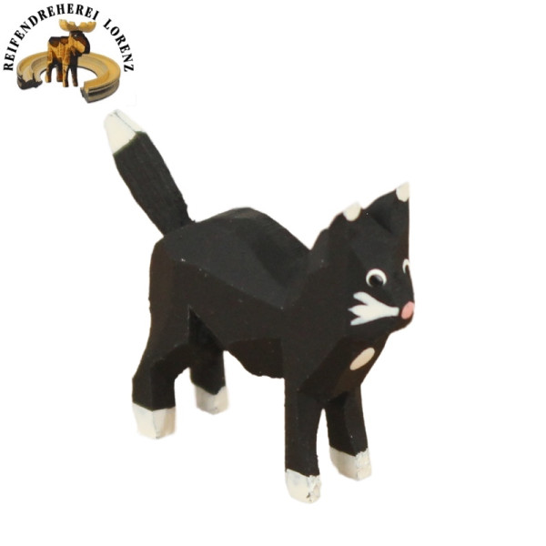 Reifentier Katze klein stehend, schwarz Reifendreherei Lorenz Deutschneudorf