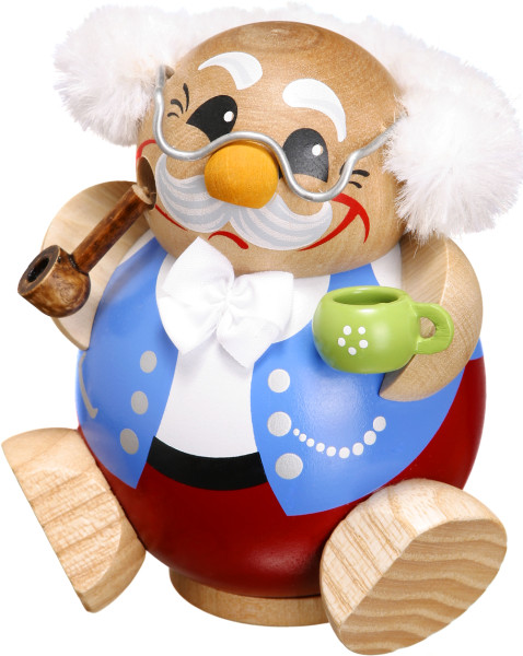Kugelräucherfigur Pensionär, 10 cm Seiffener Volkskunst e.G. - Original Erzgebirge
